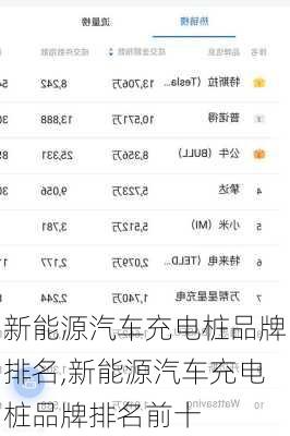 新能源汽车充电桩品牌排名,新能源汽车充电桩品牌排名前十