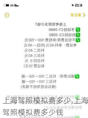 上海驾照模拟费多少,上海驾照模拟费多少钱