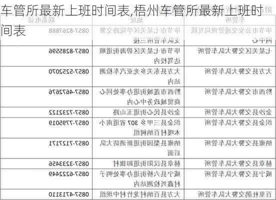 车管所最新上班时间表,梧州车管所最新上班时间表