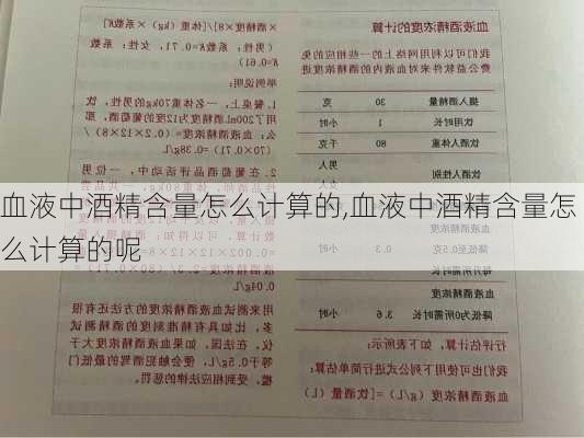 血液中酒精含量怎么计算的,血液中酒精含量怎么计算的呢