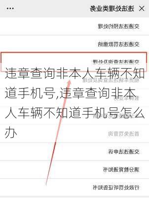 违章查询非本人车辆不知道手机号,违章查询非本人车辆不知道手机号怎么办