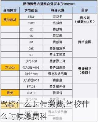 驾校什么时候缴费,驾校什么时候缴费科一