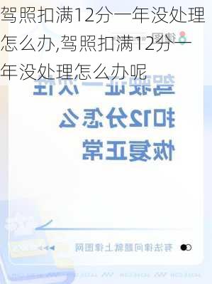 驾照扣满12分一年没处理怎么办,驾照扣满12分一年没处理怎么办呢