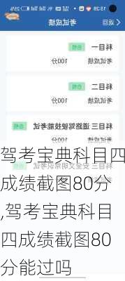 驾考宝典科目四成绩截图80分,驾考宝典科目四成绩截图80分能过吗
