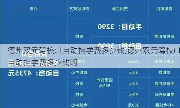 德州双元驾校c1自动挡学费多少钱,德州双元驾校c1自动挡学费多少钱啊