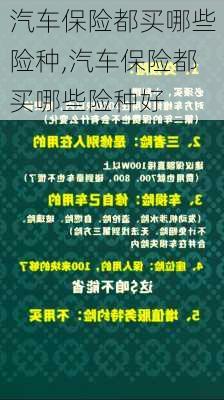 汽车保险都买哪些险种,汽车保险都买哪些险种好