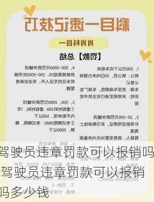 驾驶员违章罚款可以报销吗,驾驶员违章罚款可以报销吗多少钱